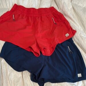 Red and Blue Vuori Athletic Shorts